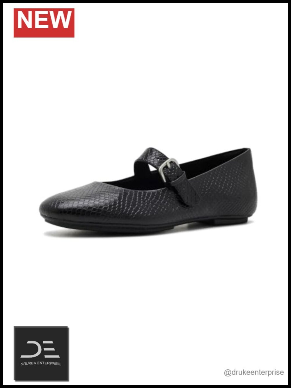 LEATHER MARY JANE FLATS ADJUSTABLE BUCKLE ARCH SUPPORT SLIP-RESISTANT